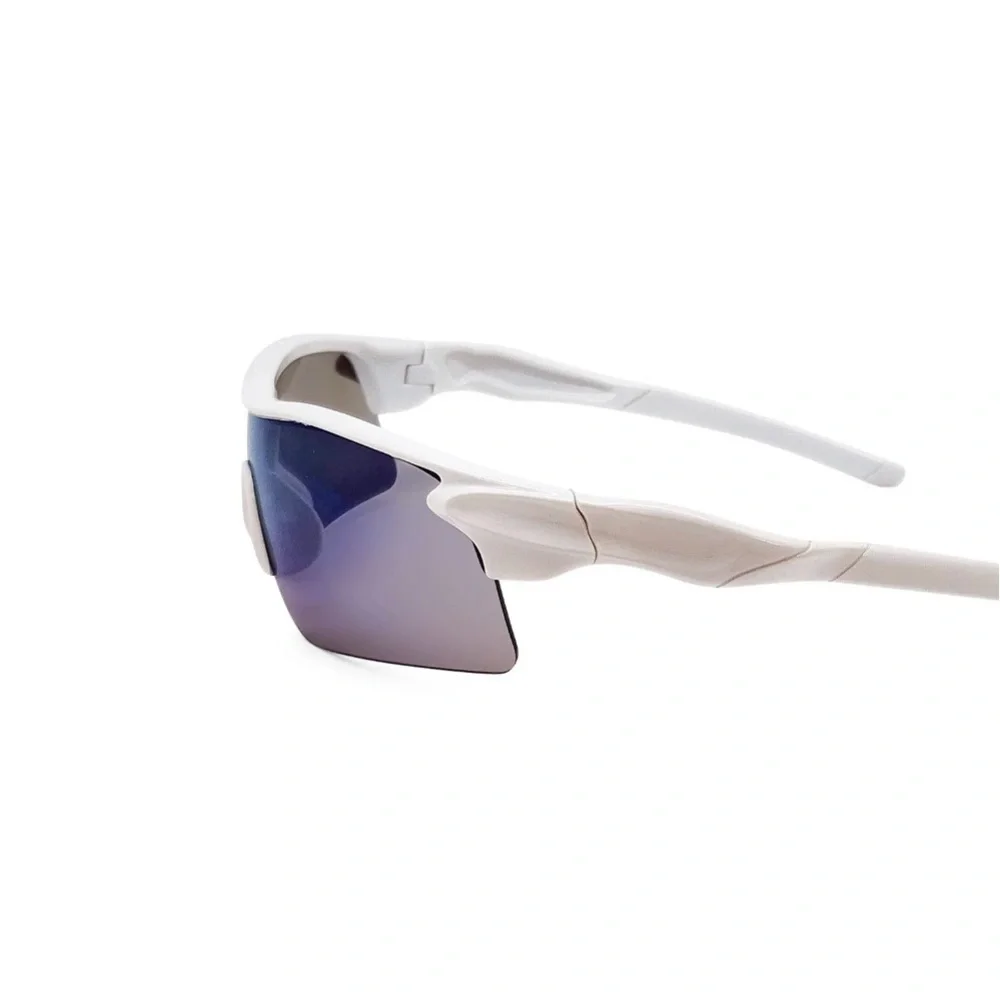 NWT - Kids Sports Wrap White Frame Blue Mirror Lens Sunglasses